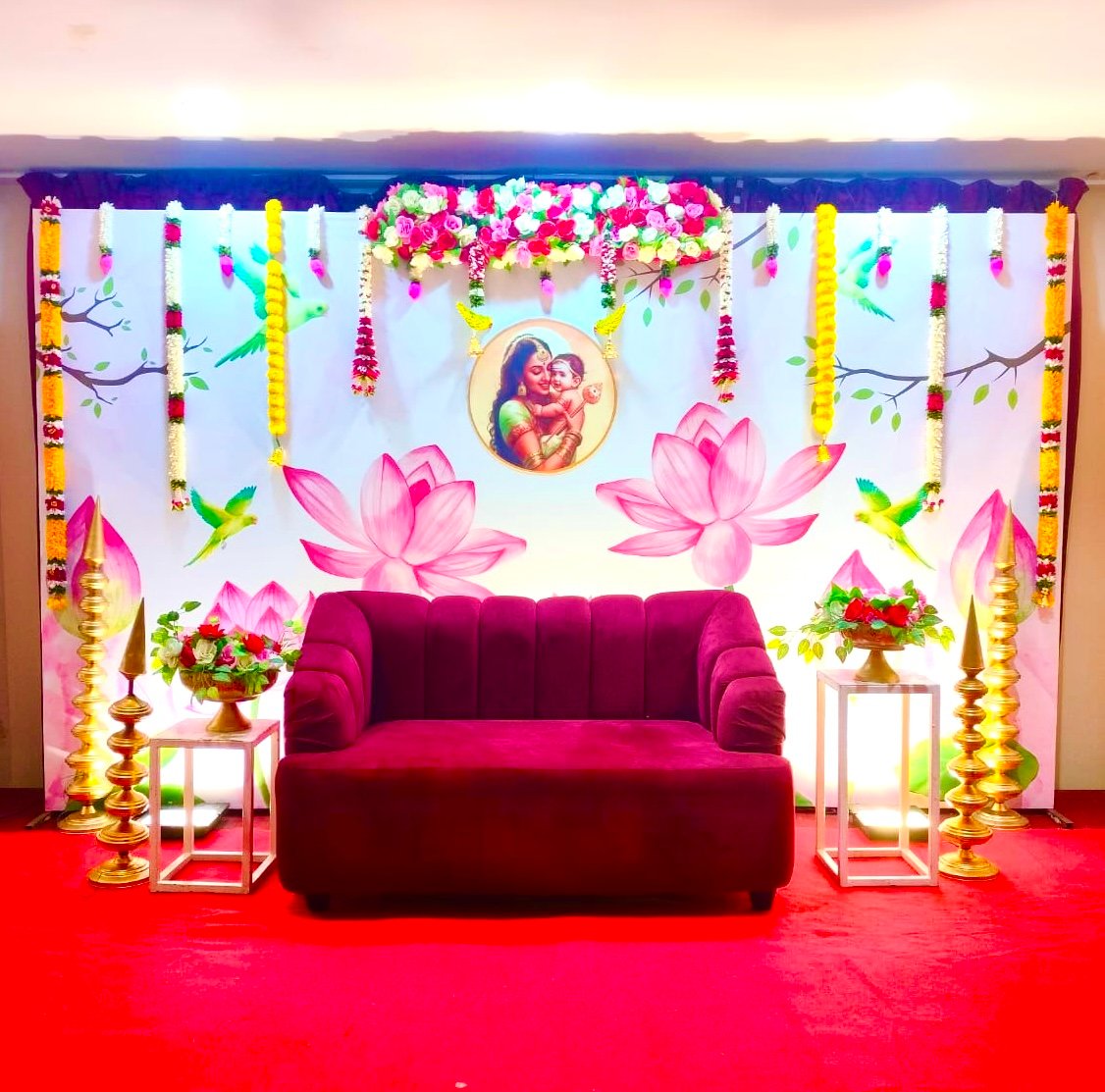 Custom floral stage decoration for events in Madurai